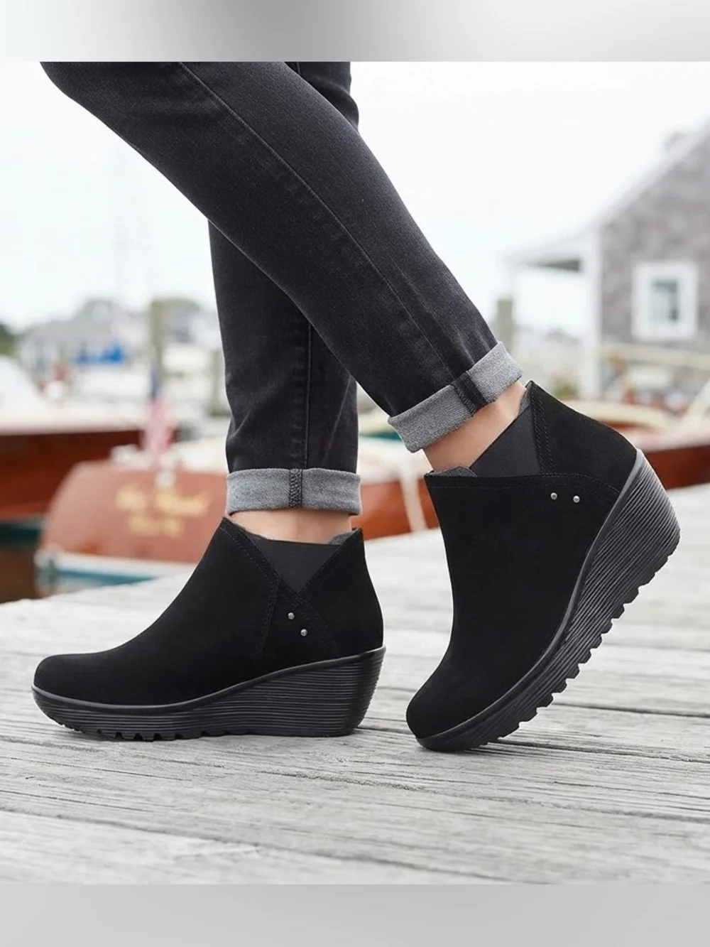 New Skechers Parallel Ditto Collar Suede Bootie memory foam womens Ankle Boot 9